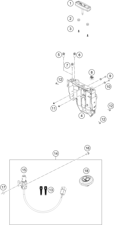 INSTRUMENTS  SYSTEME DE VERROUILLAGE POUR 701 SUPERMOTO 2016 EU