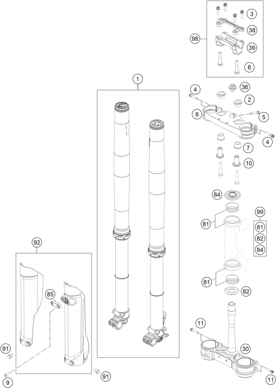 FOURCHE TELESCOPIQUE TE DE FOURCHE POUR FC 250 2025 EU