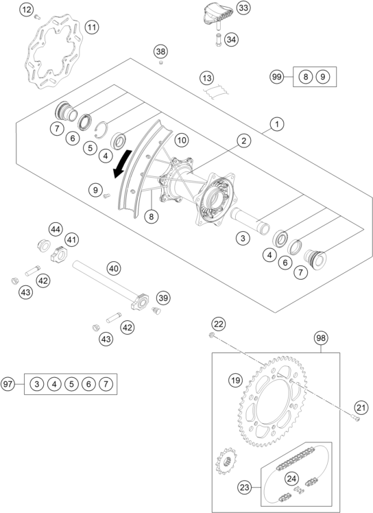 ROUE ARRIERE POUR FC 250 2025 EU