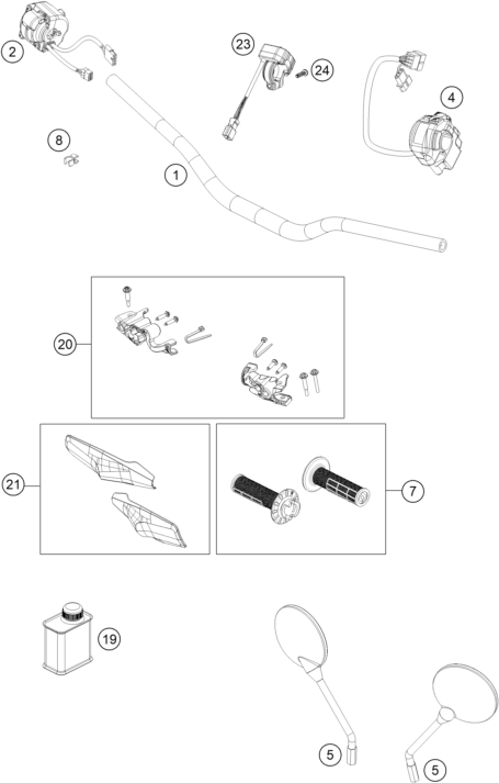 GUIDON ARMATURES POUR 701 ENDURO 2024 EU