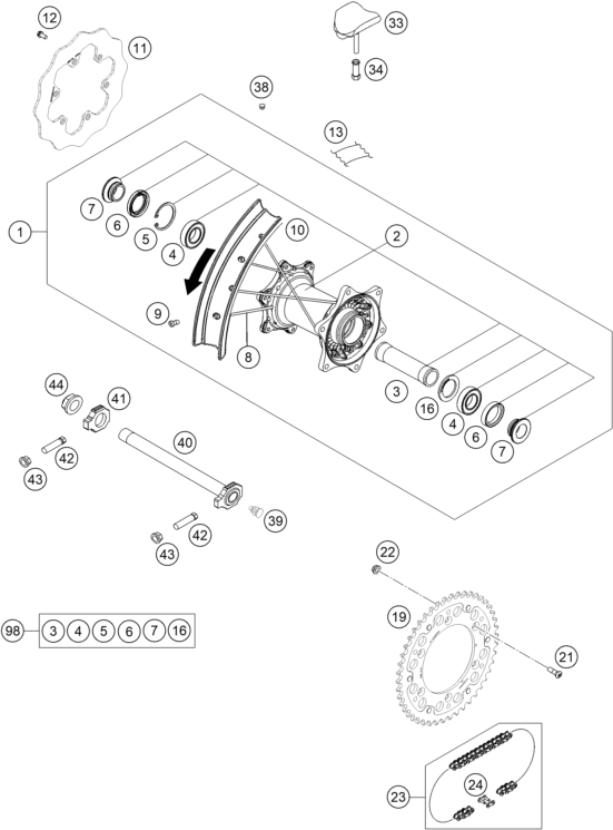 ROUE ARRIERE POUR TE 300 PRO 2024 EU