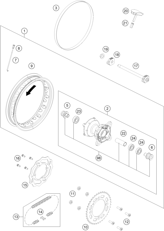 ROUE ARRIERE POUR TC 50 2024 EU