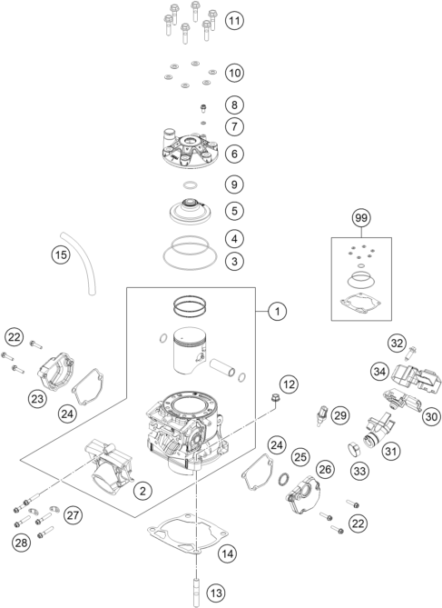 CYLINDRE CULASSE POUR TC 300 2025 EU