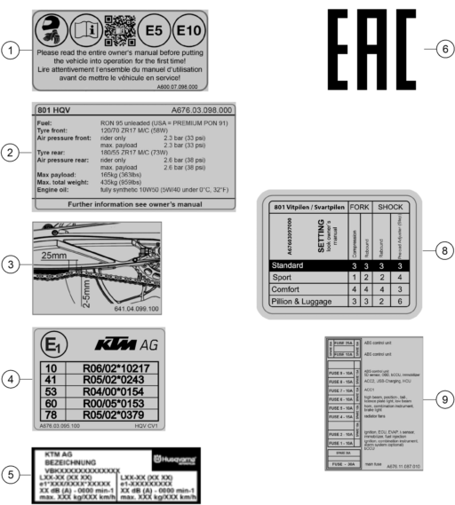 TECHNIC INFORMATION STICKER POUR VITPILEN 801 L SILVER 2025